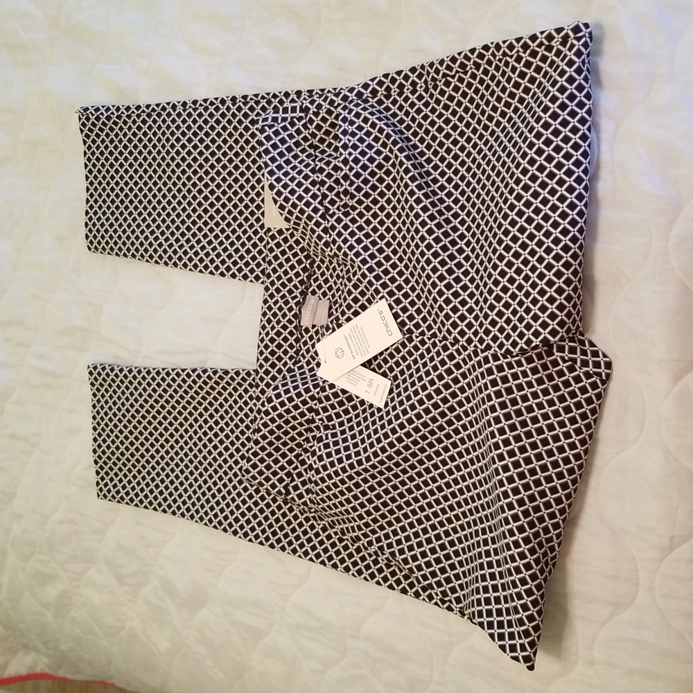 NWT Chico's comfortable, slimming Ankle Pants black & white US 10R, Chico's 1.5R - Picture 5 of 17